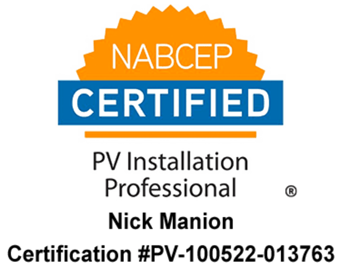 NABCEP Certified PV Install Pro Nick Manion