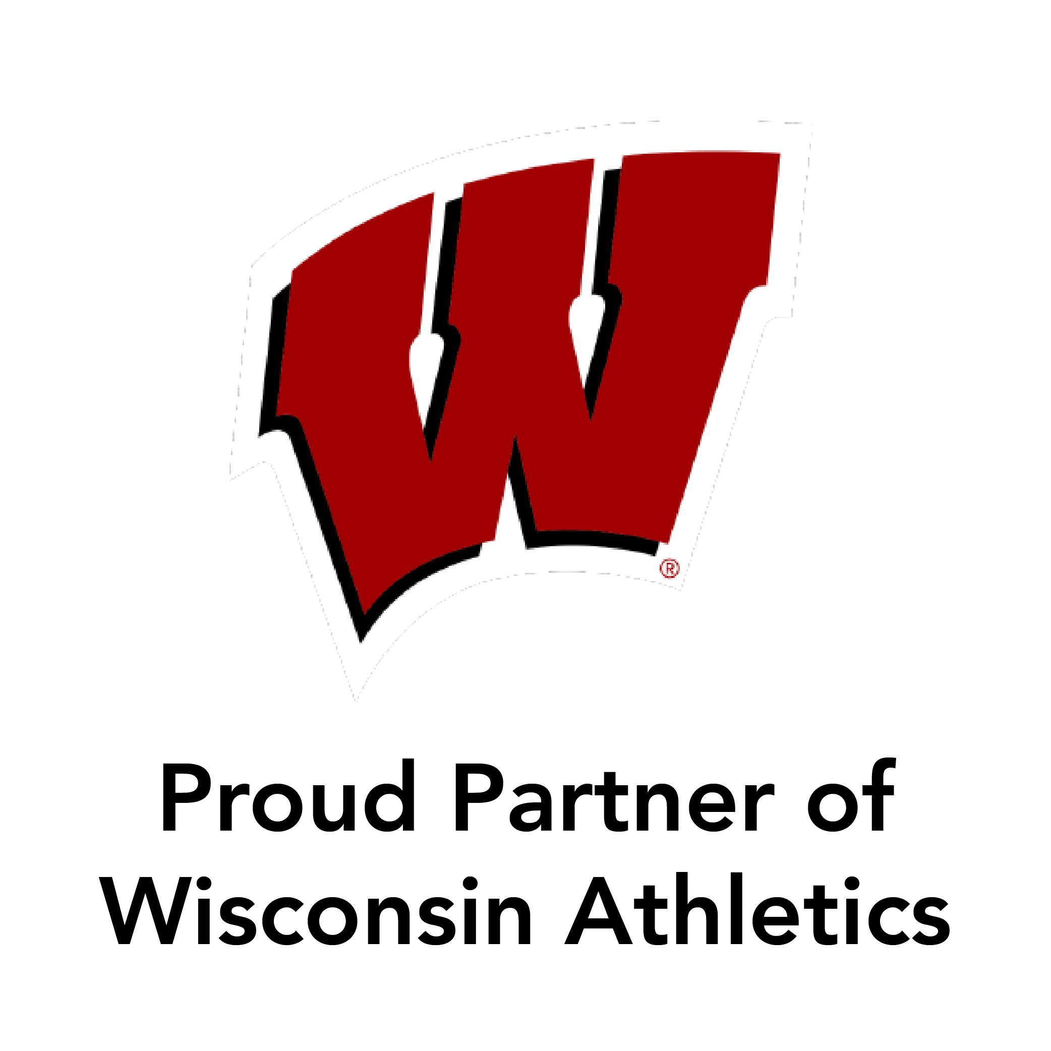 University of WI logo followed by the text "Proud Sponsor of Wisconsin Athletics"